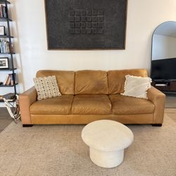 Saddle Brown Leather Sofa 