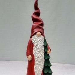 15.5" Holiday Gnome with Tree made of Resin for out door Garden Christmas decoration