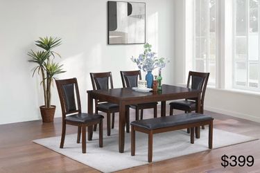 Dining table set with bench
