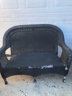 BLACK WICKER BENCHS  10 DOLLARS EACH  CASH