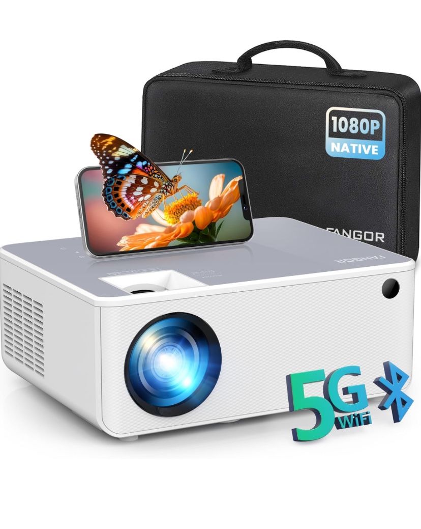 FANGOR 1080P HD Projector, WiFi Bluetooth Projectors, Max 230” Projection Screen Portable Home Theater Video Movie Proyector With Tripod, Compatible w