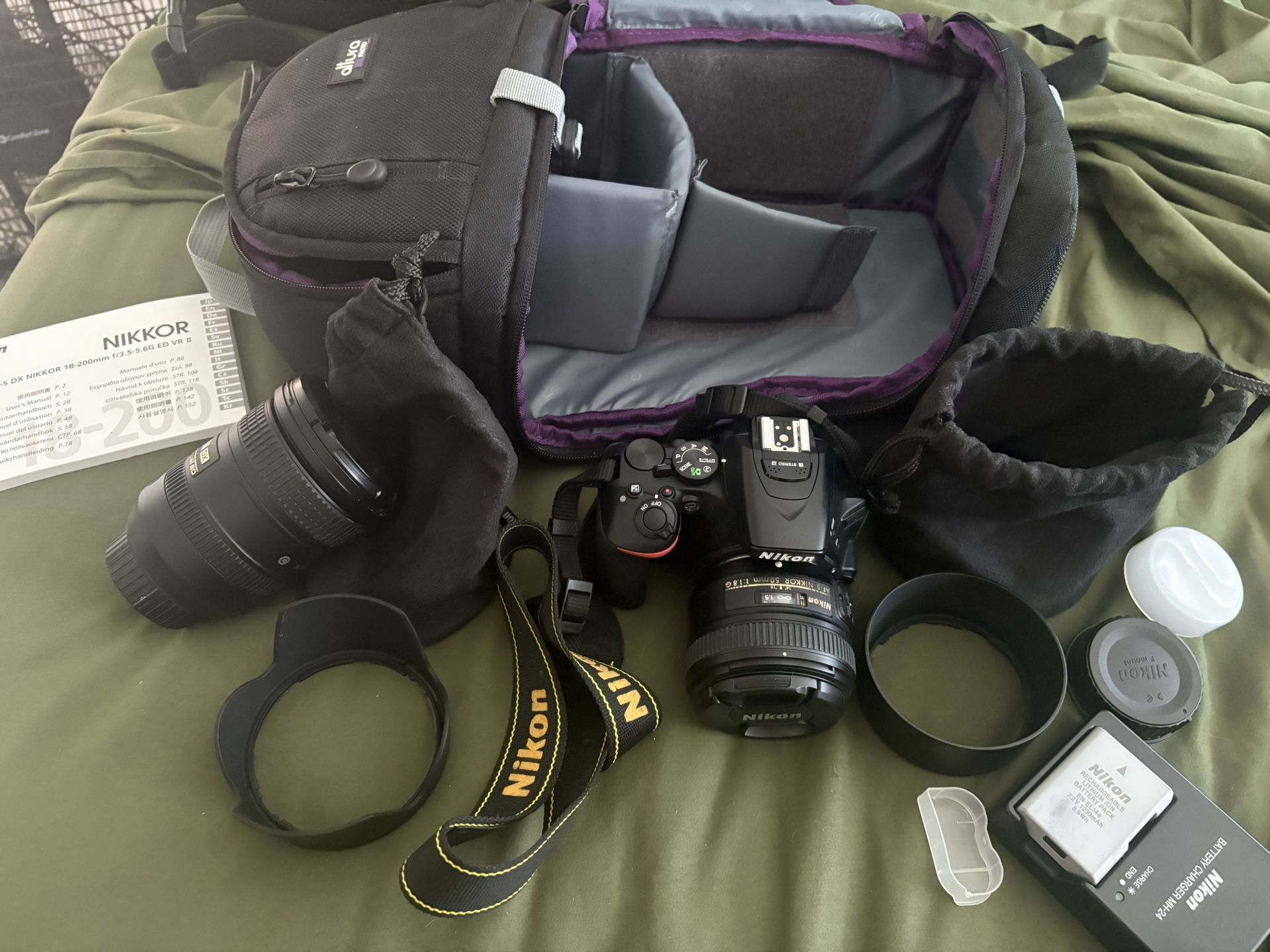 Nikon D5600 Camera Body With Lenses, Accessories, And Bag 