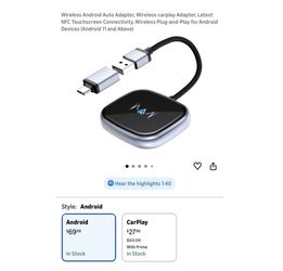 Brand new Wireless Android Auto Adapter, Auto-Reconnect & Low-Latency Car Adapter, Latest NFC Touchscreen Connectivity, Plug & Play for Android Phones