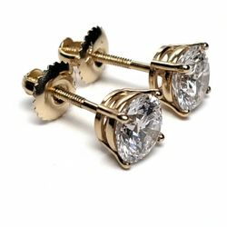 2.17 ctw Lab Diamond Stud Earrings D-VS1 Individual IGI's 14k Yellow Gold