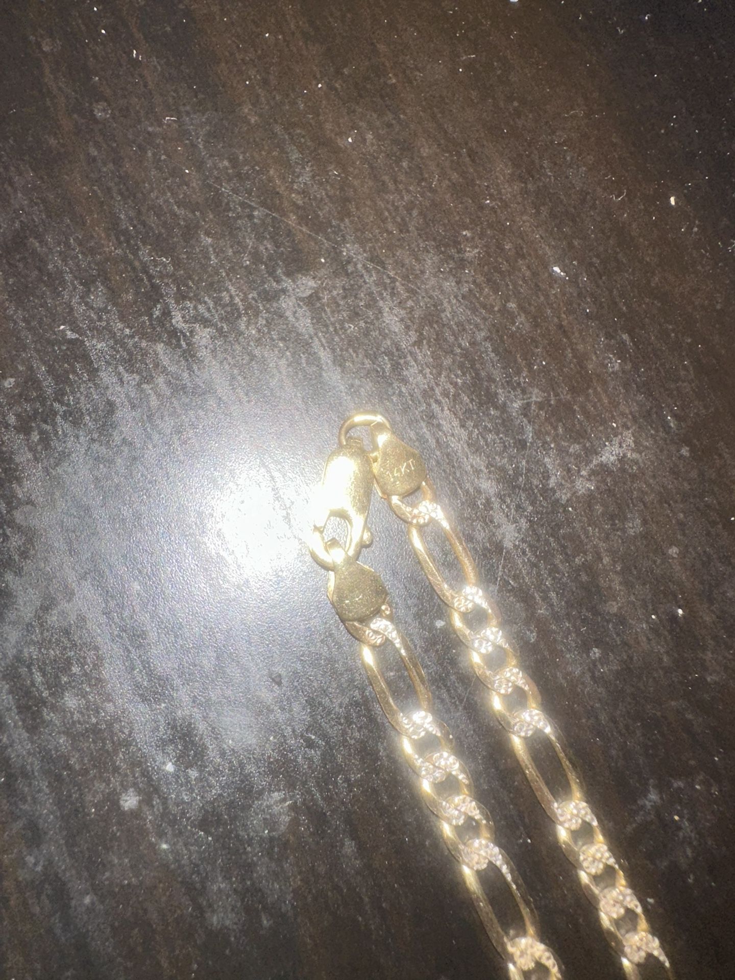 14K Gold Figaro Chain 24 Inches Diamond Cut