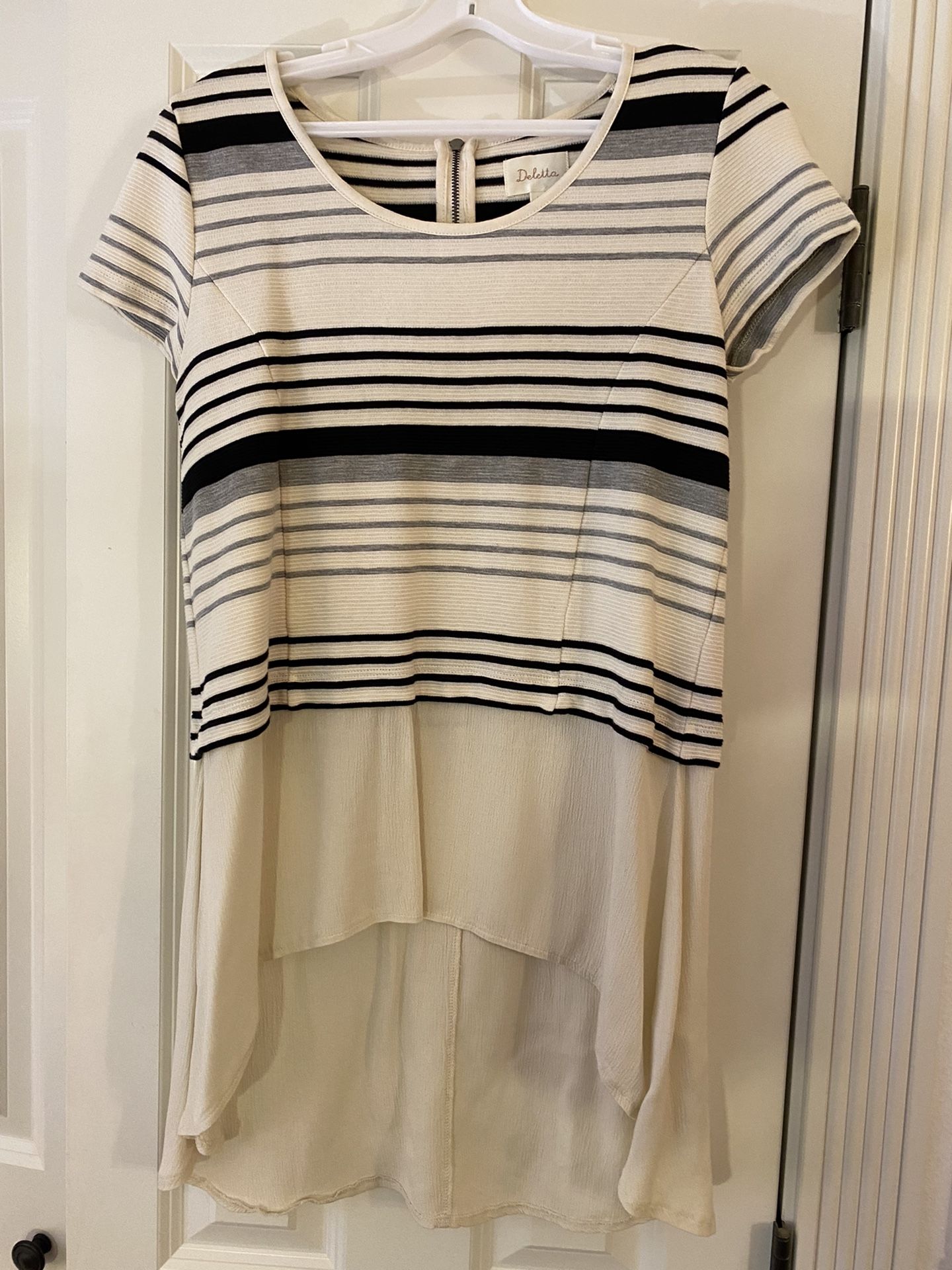 Anthropologie Deletta Tunic striped top hi-low Small