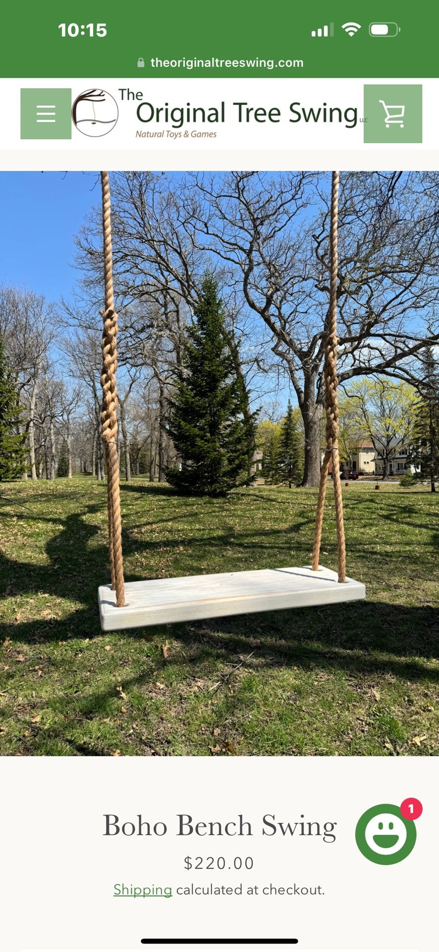 wooden tree swing
