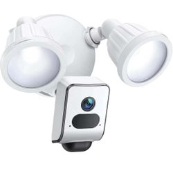 Floodlight Camera, 1080P Outdoor Security Camera, AI Face Recognition, Motion Detection, One-Click Alert, 2500 Lumens Brightness, 2-Way Audio (Black)