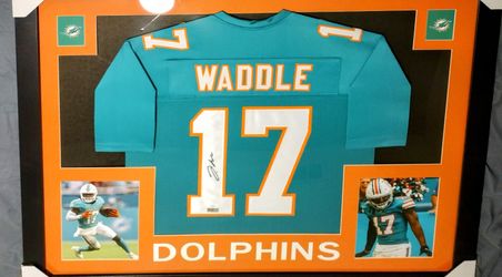 Jaylen Waddle Hand Signed Custom Framed Jersey
