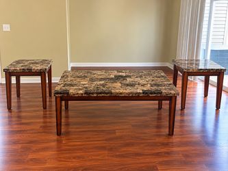 3-Piece Faux Marble Top Coffee and End Table Set