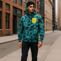 Neff HDWR Hoodie Men’s Blue Green Tie Dye Pullover Sweatshirt Hoodie Size Large NWOT