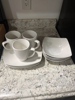 White Square Ceramic Dinnerware Set