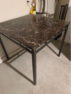 Dining Table for 4 Faux Marble Black