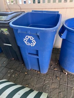 No cover 2 Large Blue Plastic Recycling Bin