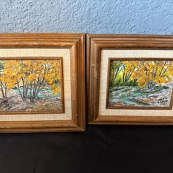 2 Peaceful Autumn Landscapes Paintings Signed By The Artist
