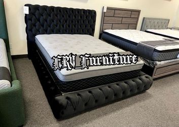 New queen bed frame with mattress