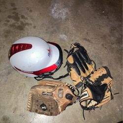 Girls Softball Gloves And Helmet