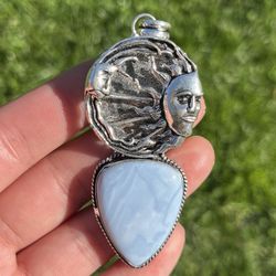 925 Silver Overlay Blue Owhyee Opal Pendant 