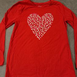 Girls 14-16 Long Sleeve Shirt Red Heart