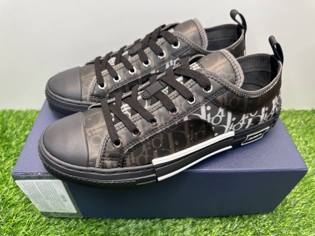DIOR B23 LOW TOP LOGO CANVAS OBLIQUE BLACK NEW SNEAKERS SHOES SIZE