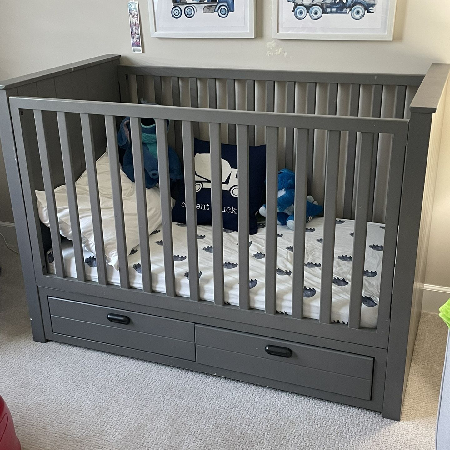 Restoration hardware Crib And Dresser. Includes Mattress.