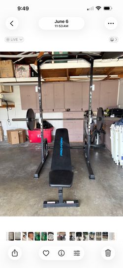 Bench press with pull up bar and weights