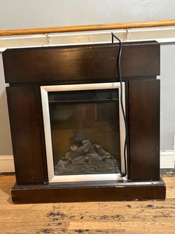 Electric Fireplace with Wood Mantel