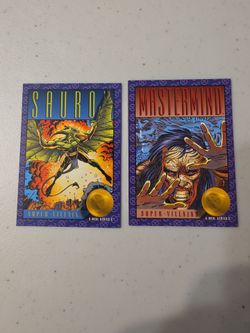 1990s X-men series 2 Sauro and Mastermind cards