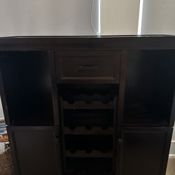 Wood Bar And Wine Rack.