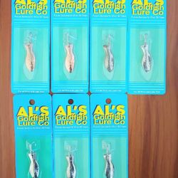 7 Packs Al's Goldfish Original Spoon 1 1/2", 3/16 Oz, Hook Size: #8 - Fishing Lures - BRAND NEW