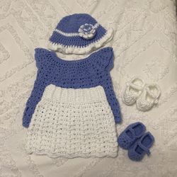 Lavender And White, Hat With Rose, Top , Skirt And Two Pairs Of Shoes