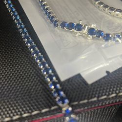 Blue 925 Silver CZ Bracelet 7.09 Inch