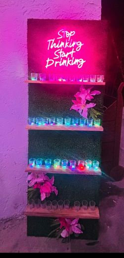 LED Shot Wall with Neon Sign – Perfect for Any Event!