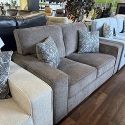 Brown Fabric Loveseat