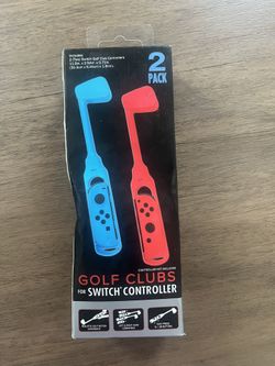 Golf Club Attachments for Nintendo Switch Joy-Con Controllers – 2 Pack (Blue & Red)