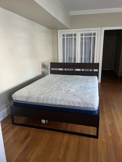 IKEA Queen Wood Bed frame & Mattress