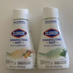 Clorox Disinfectant Mist Refill, Multi-Surface Spray, Lemongrass Mandarin, 16 fl oz , two bottles for $10