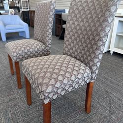 🍽️ NEW Set of 2 Modern Parson Dining Chairs – Blue/Chocolate 🍽️