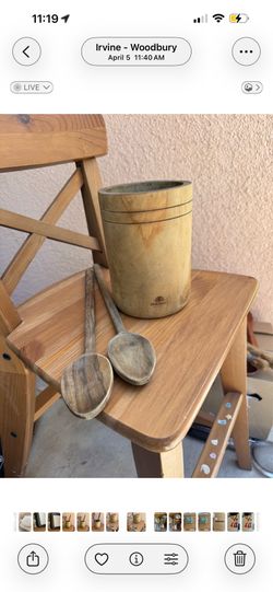 Berard olive oil wood utensil holder with utensils