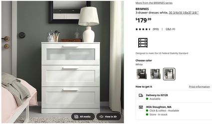 Ikea BRIMNEA white chest of drawers