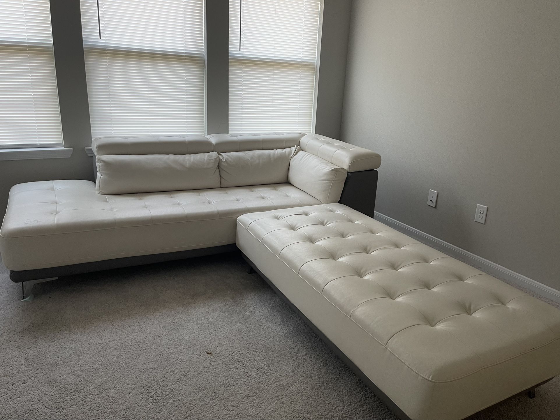 White And Grey Leather Couch