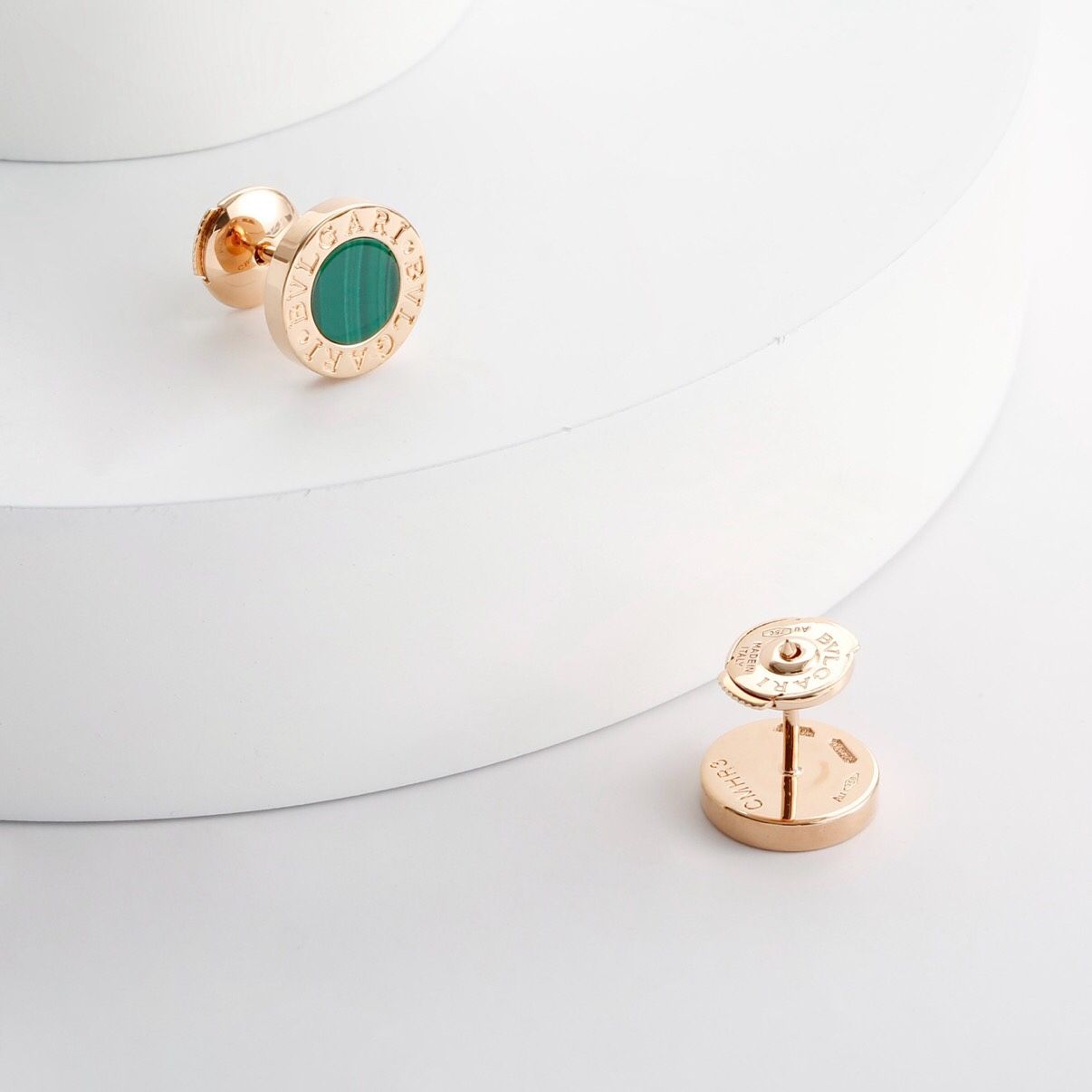 Malachite disc earrings