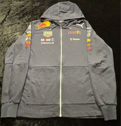 Men Medium Puma Red Bull Racing F1 Hoodie Full Zip Up Sweater