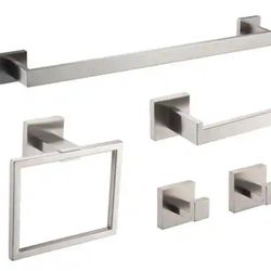 Bathroom Hardware Accessory Set (5) Pieces In Brushed Nickel
