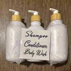 New Shampoo Conditioner Body Wash Container Dispenser Set Bathroom Organizer