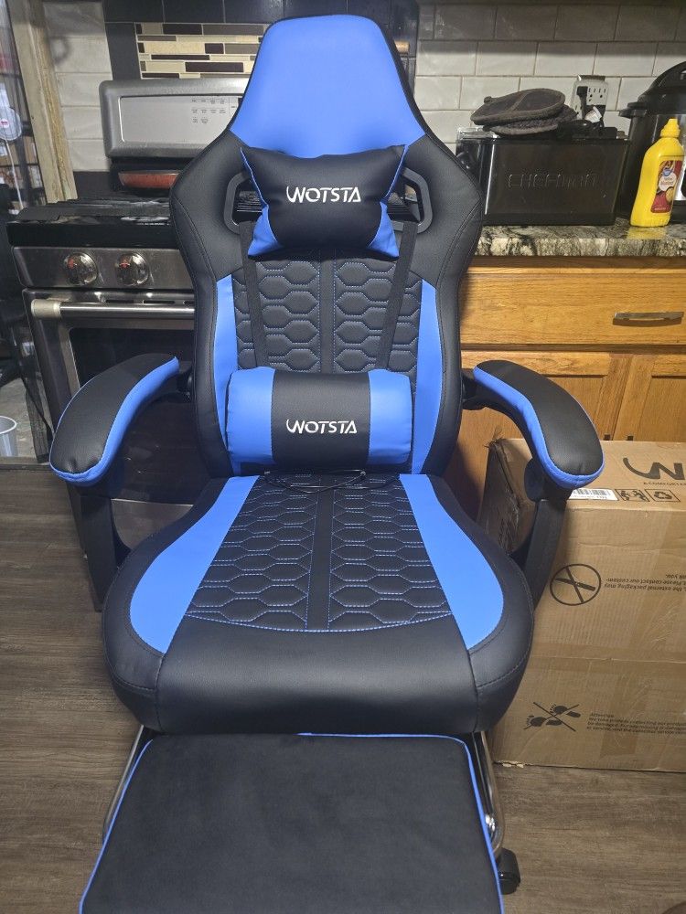 Gotta Gaming Chair/ Office Chair Black & Blue With Massage Pollow And Leg Rest # 671