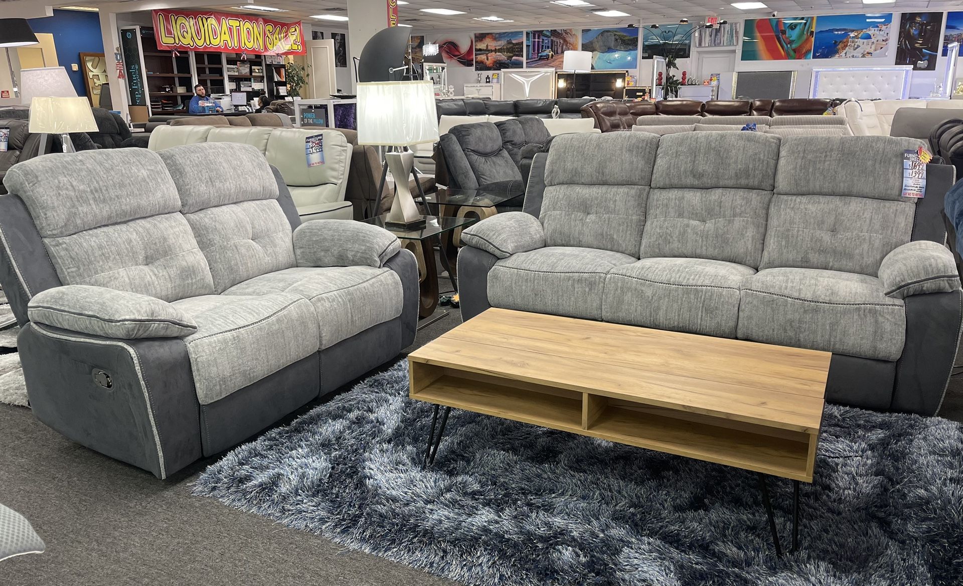New Arrival🚨Gorgeous Grey Sofa&Loveseat 4x Recliners $999