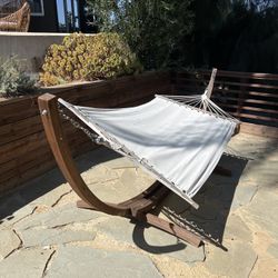 Teak Hammock Stand And Canvas Hammock 