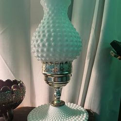 Vintage Hobnail Milk Glass Lamp