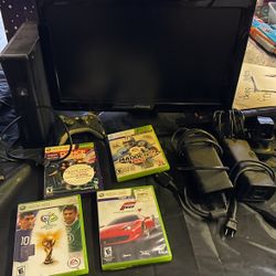Xbox 360 With Games And Small Monitor To Play. 